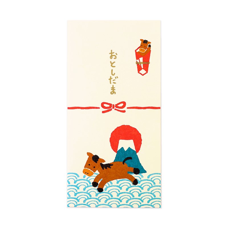 ふわり和紙ぽち袋大 のしうま
