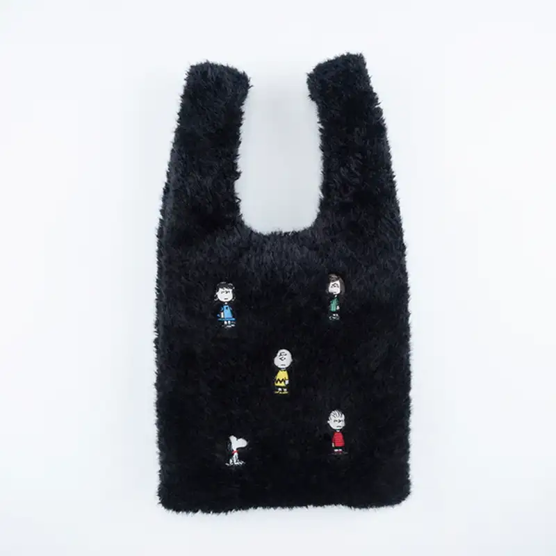PEANUTS ファーショッパートート BLACK