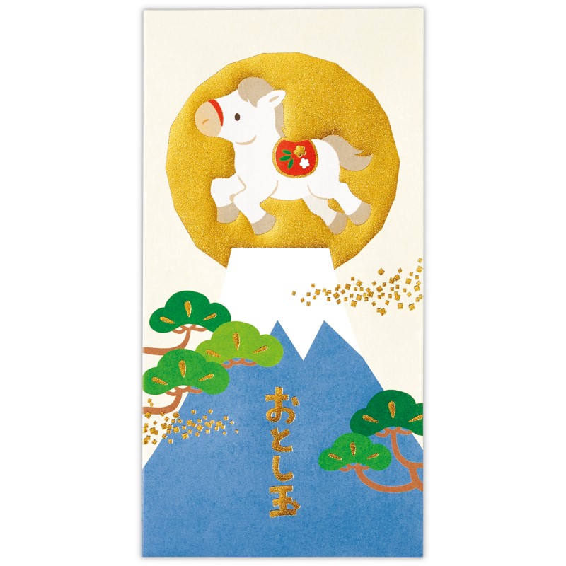 お札用お年玉袋 お札用箔富士と初日うま