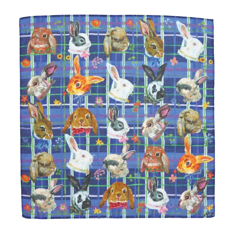Nathalie Lete ナタリーレテ Handkerchief Rabbits-BL