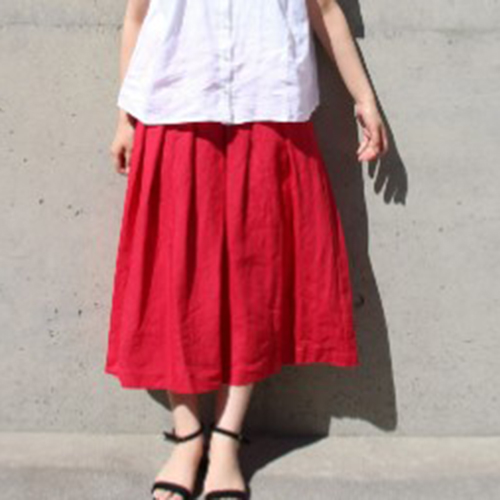 ina ウエスト紐りぼんリネンスカート RE30 【日本製】