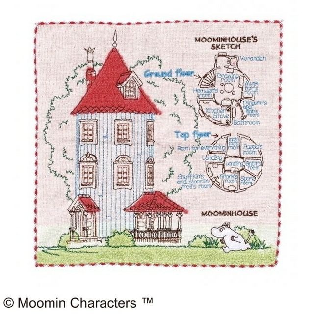 MOOMIN ムーミン 刺繍ミニタオル「ムーミンの家」