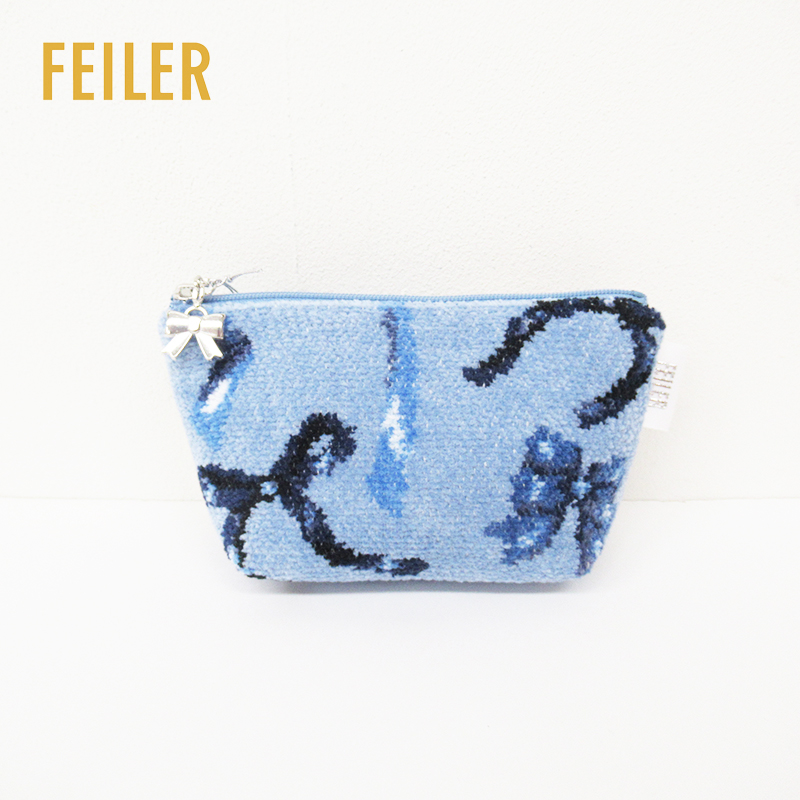 FEILER フェイラー FLUTTER RIBBORN ライトブルー ポーチ【日本製】