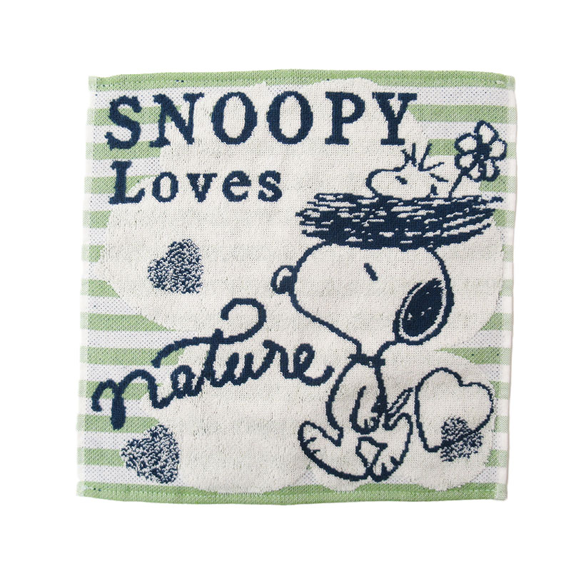 SNOOPY ミニタオル ストライプGR　SN＆WS