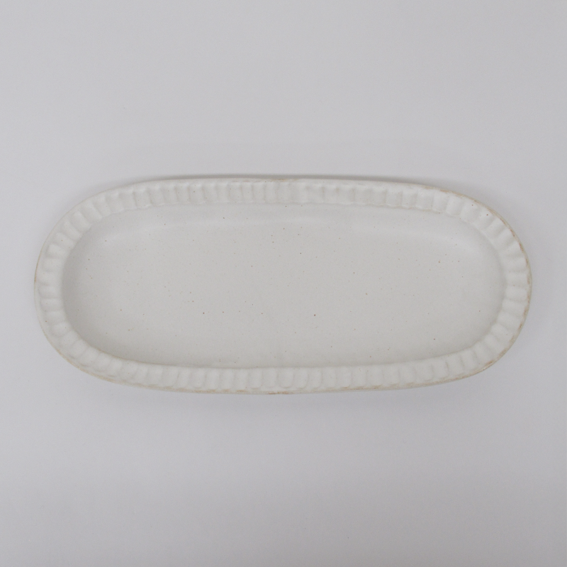 わかさま陶芸 しのぎロングプレート 長皿