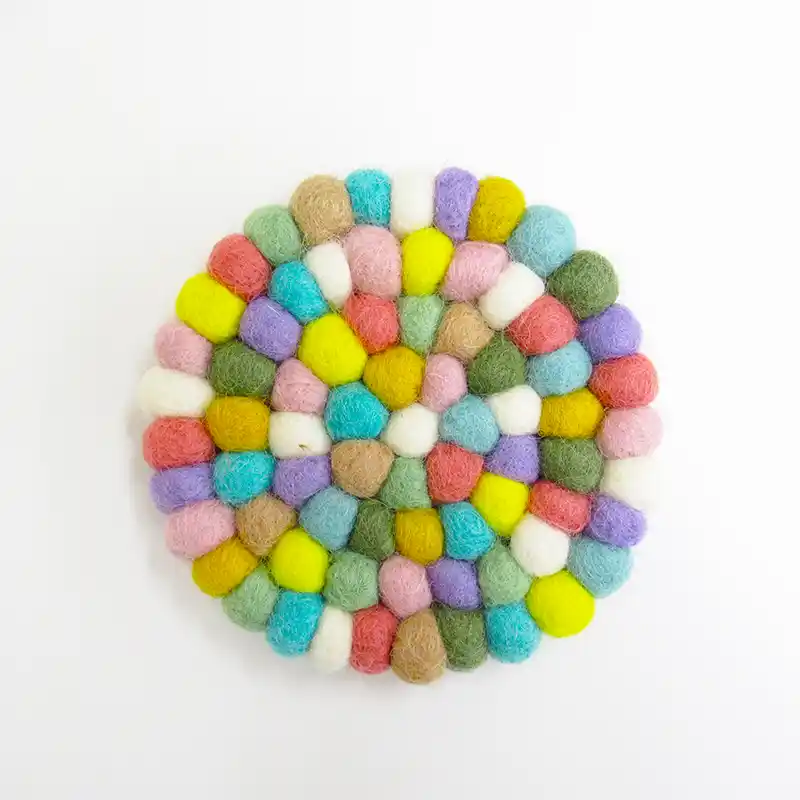 ネパール フェルト雑貨 ポコポココースター イエロー