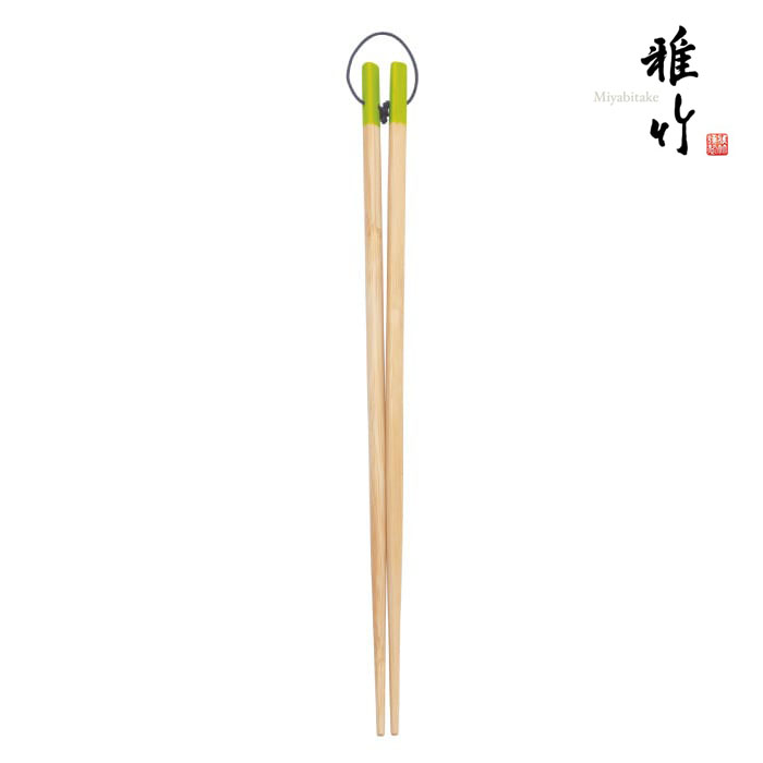 雅竹 白竹カラー三角菜箸 グリーン/47-227