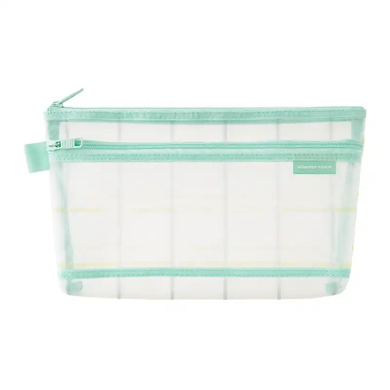 【限定】メッシュペンポーチ チェック柄 緑/41850006