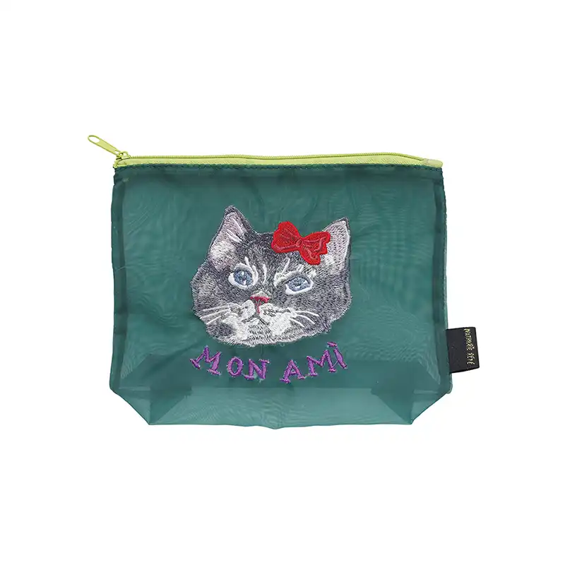 Nathalie Lete ナタリー レテ Organdy Pouch Gray cat/511122