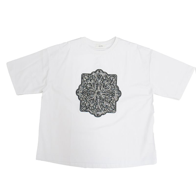 sosotto プレーティング天竺LIBERTY刺繍Tシャツ/OW02