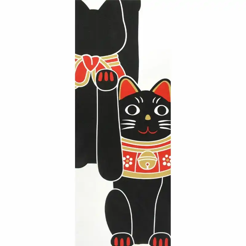 プリント手拭い　黒招き猫