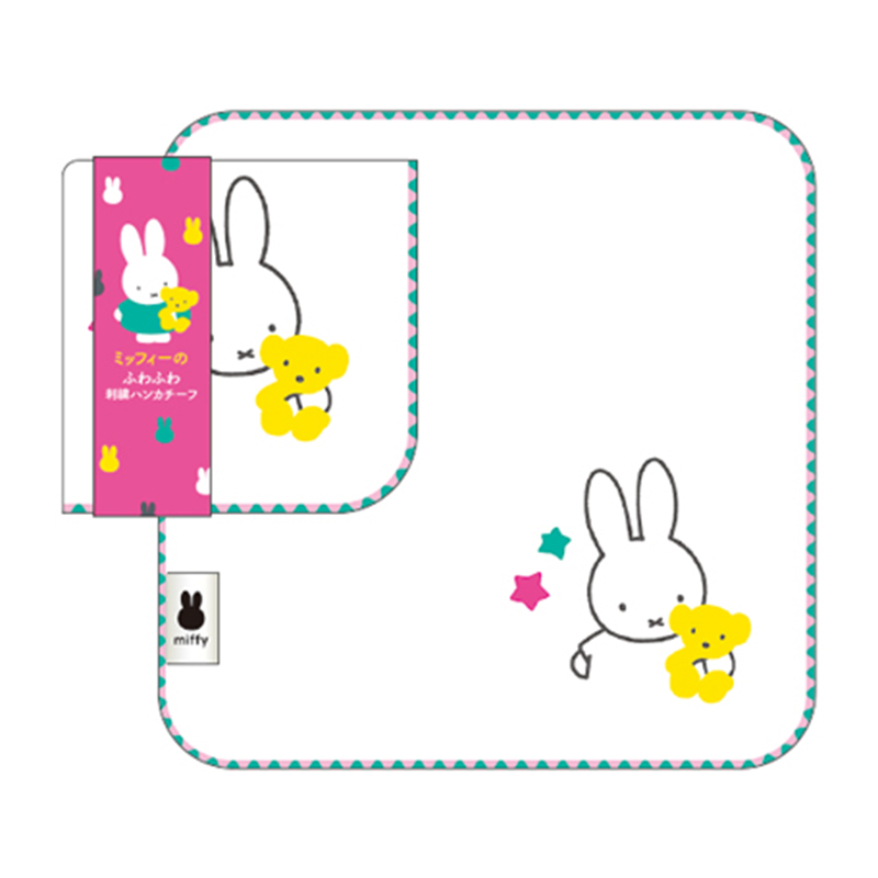 miffy ミッフィーふわふわ刺繍ハンカチーフ クマ/BS25-26