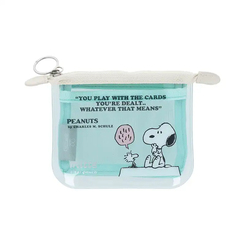 PEANUTS SNOOPY スヌーピー クリアポーチミニ フラットmitte ライトブルー /S2335573
