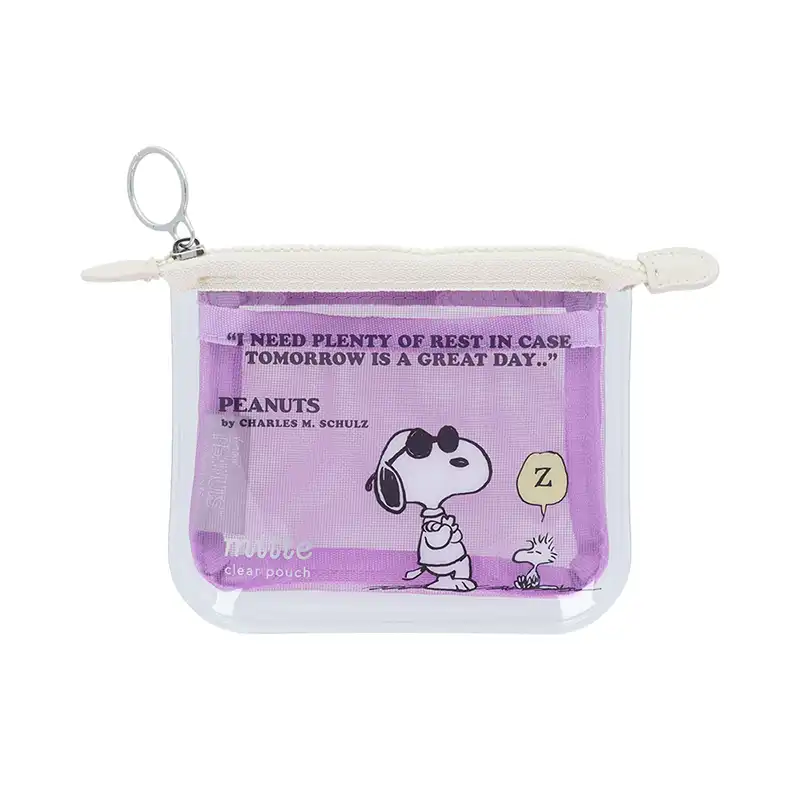 PEANUTS SNOOPY スヌーピー クリアポーチミニ フラットmitte バイオレット /S2335581
