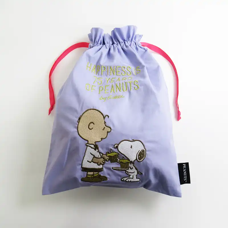 PEANUTS スヌーピー 刺繍巾着 ピーナッツ 75周年 カップケーキ/SN2211