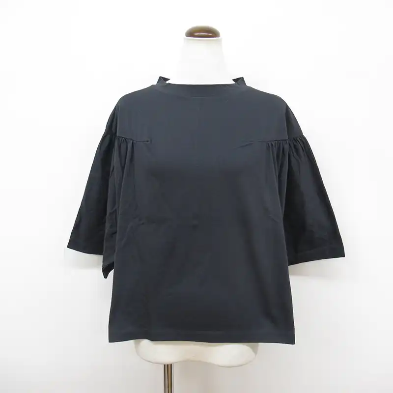 mao made ギャザーたっぷりドルマンTシャツ/スミクロ90 【日本製】