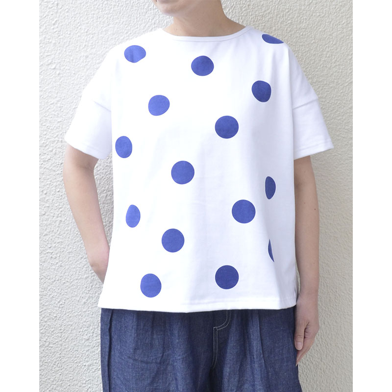 homeworking  コットン天竺ドットプリントTシャツ /WH 【日本製】