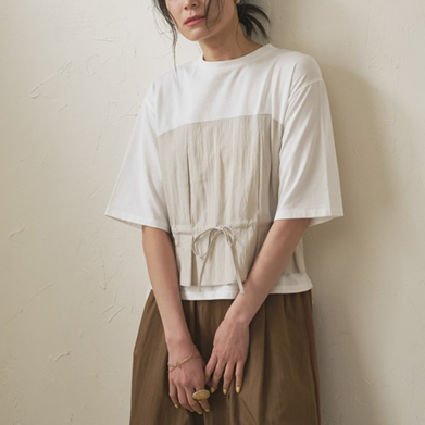 Audrey and john wad ビスチェ風切り替え半袖Tシャツ  /OW110