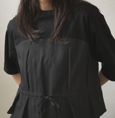 Audrey and john wad ビスチェ風切り替え半袖Tシャツ/BK190