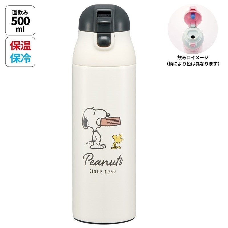 PEANUTS スヌーピー ロック付ワンプッシュステンレスマグボトル PEANUTS(バッジ)/SDPC5