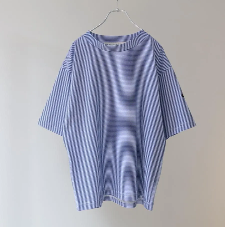 MidiUmi モックネックボーダーワイドTシャツ /OW×BL31 【日本製】