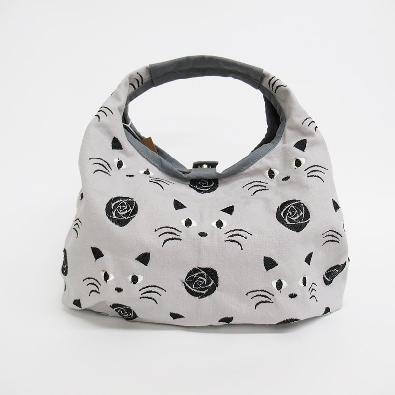 MINI ROUND BAG 猫と薔薇　グレー/22409305