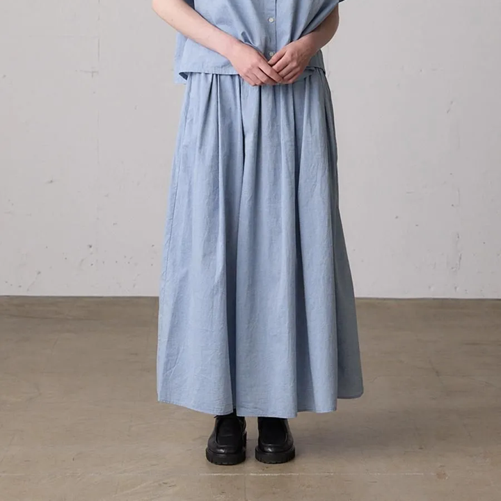MidiUmi シャンブレーギャザースカート BL30/2-769766 【日本製】