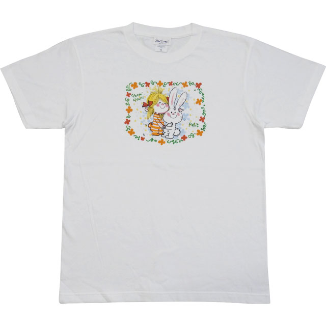 水森亜土 Tシャツ ウサギ＆ガール WH/AD-9344