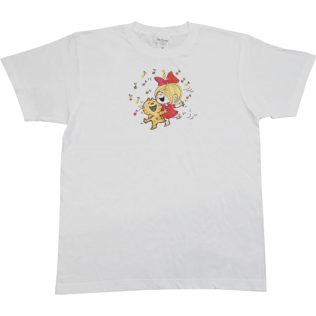 水森亜土 AdoTシャツ/ネコ＆ガールWH