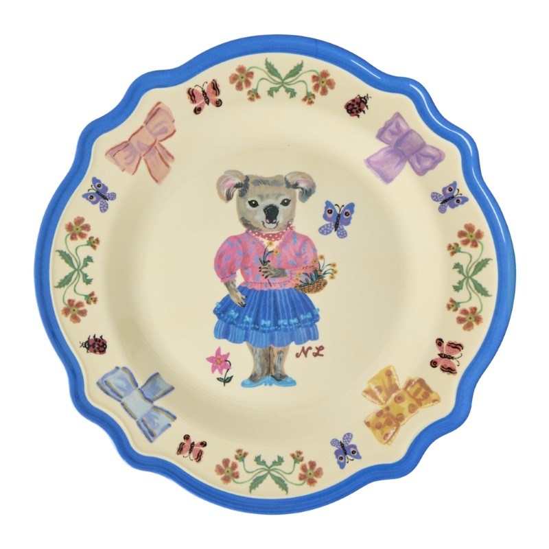 rice &  Nathalie Lete  Melamine Vintage Dinner Plate /Blue
