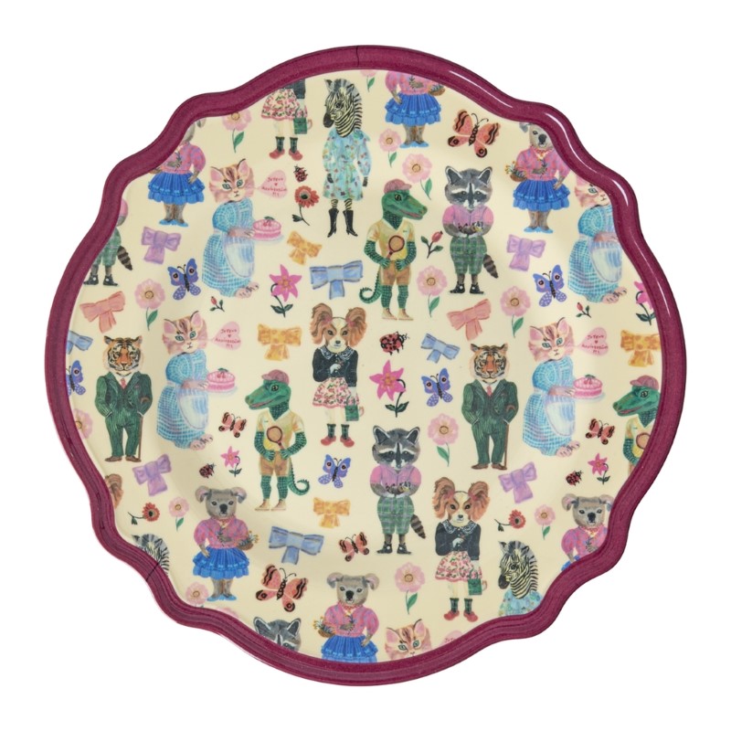 rice &  Nathalie Lete  Melamine Vintage Dinner plate/Bordeaux