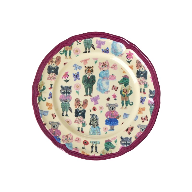 rice &  Nathalie Lete Melamine Vintage Side Plate/Bordeaux
