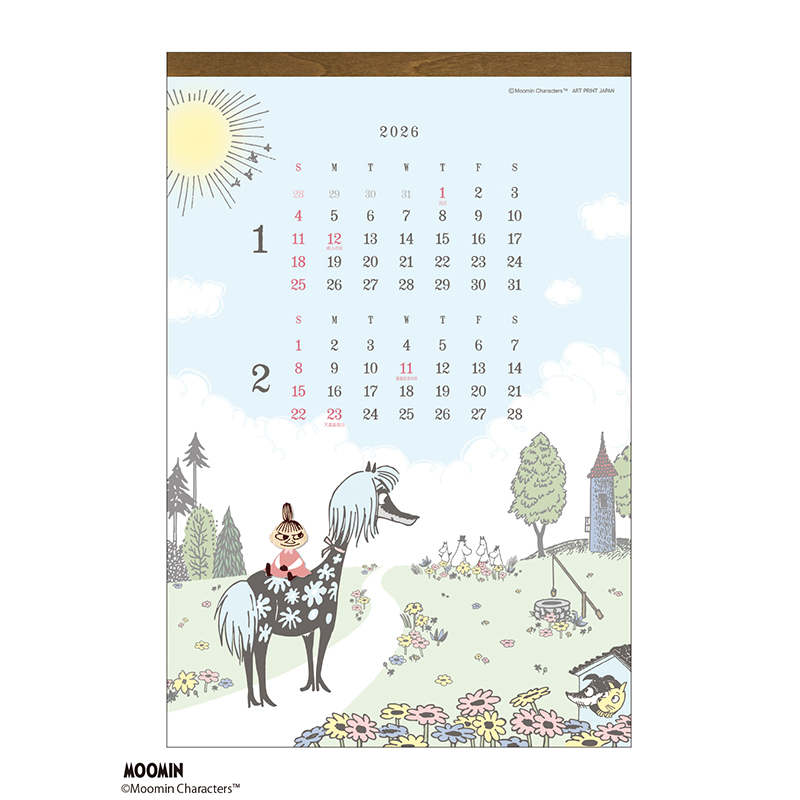 MOOMIN 壁掛けカレンダー ウッドパーツ/木製ヘッダー仕様