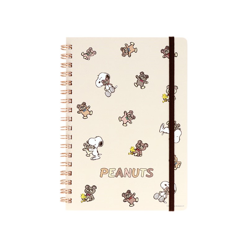 PEANUTS スヌーピー＆カドリーベアーズ W リングノート B6 /ブラウン