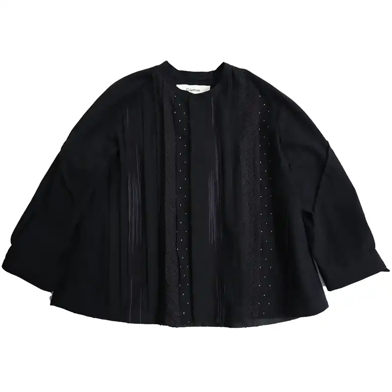 儀右ヱ門 久留米絣 ブラウス G531/black・BL