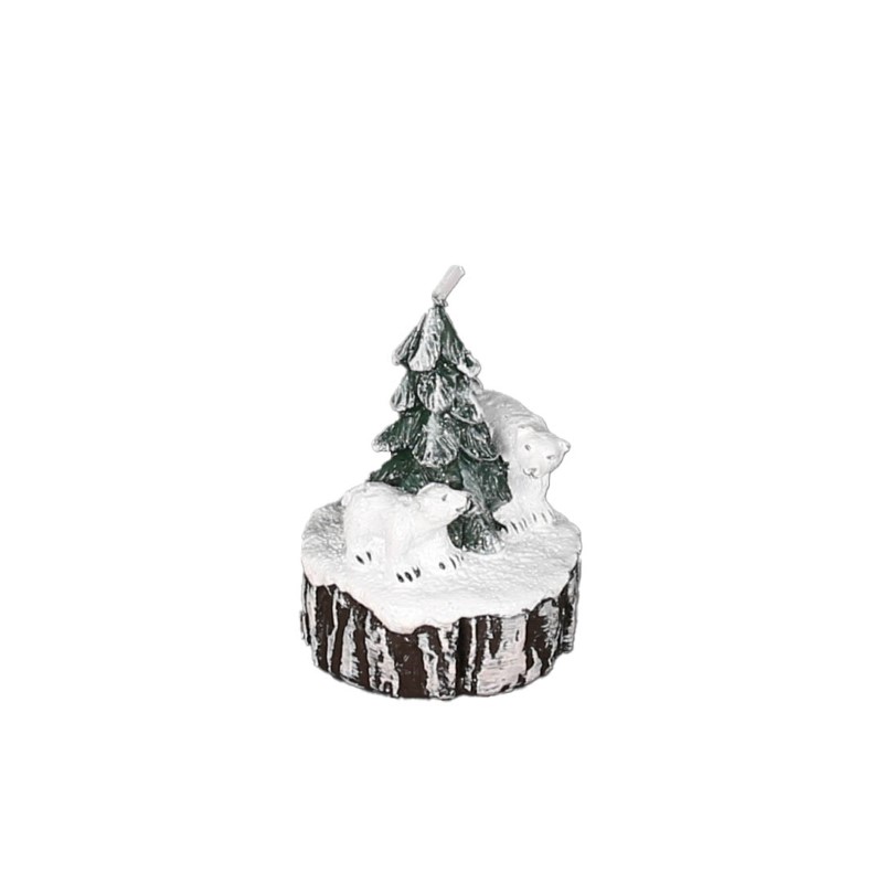 DULTON  Polar bears on tiny log candle