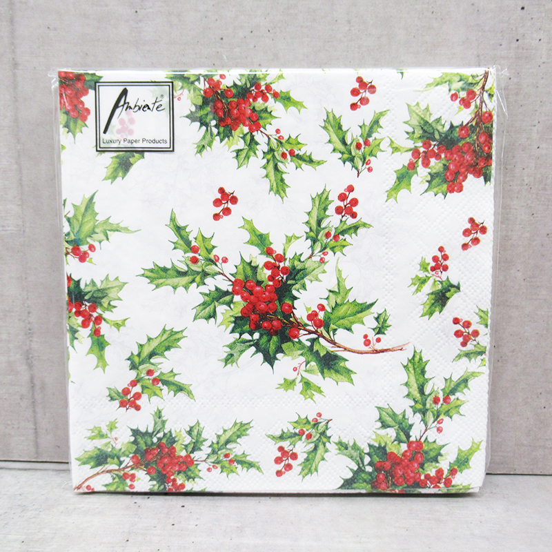 Ambiente クリスマスペーパーナプキン Ilex all over