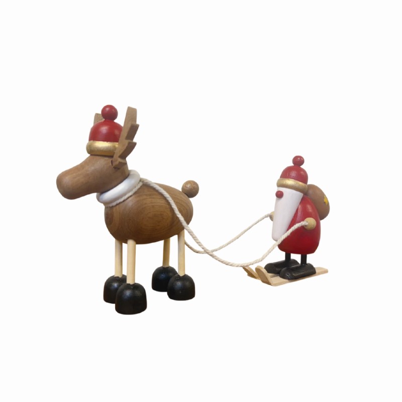 アンティーク   ウッドサンタ & トナカイ  Ｓ