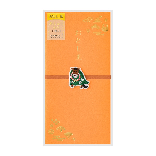 MIDORI  刺繍 金封 おとし玉/馬獅子舞柄