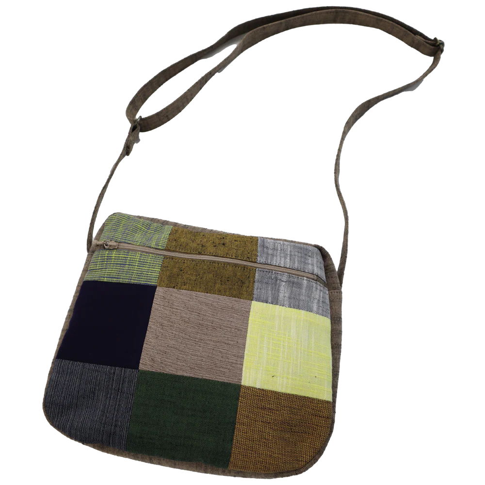 儀右ヱ門 久留米絣 ショルダー ナインクルール  イエロー系