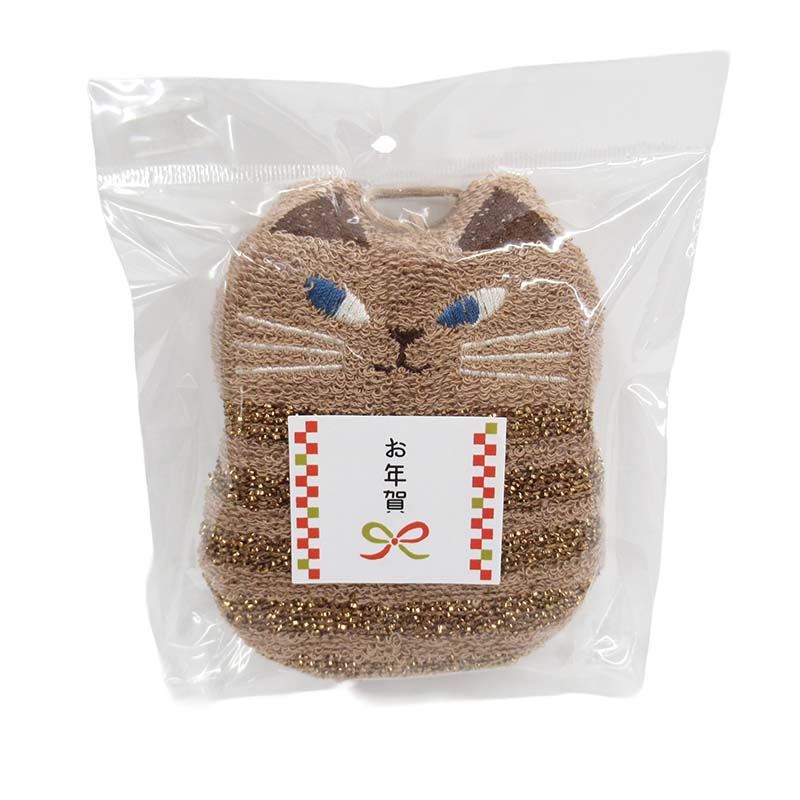 お年賀きらきらキッチンスポンジ　ネコＢＲ