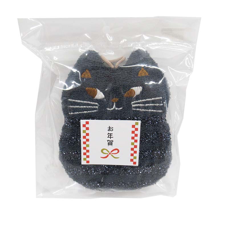 お年賀きらきらキッチンスポンジ　ネコＢＫ