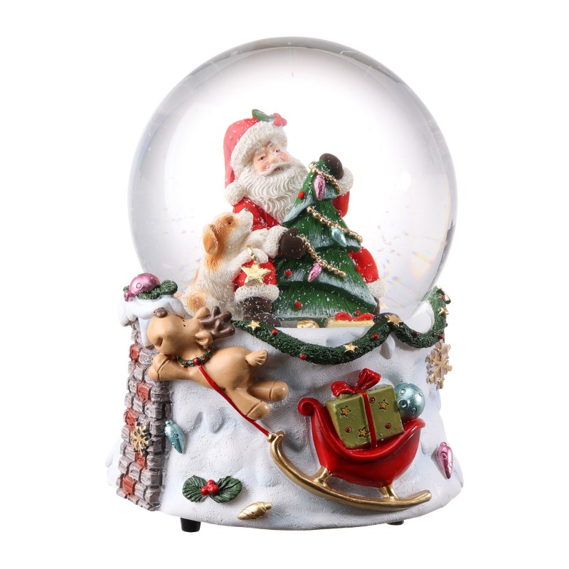 スノードーム・オルゴール/サンタ・イヌ