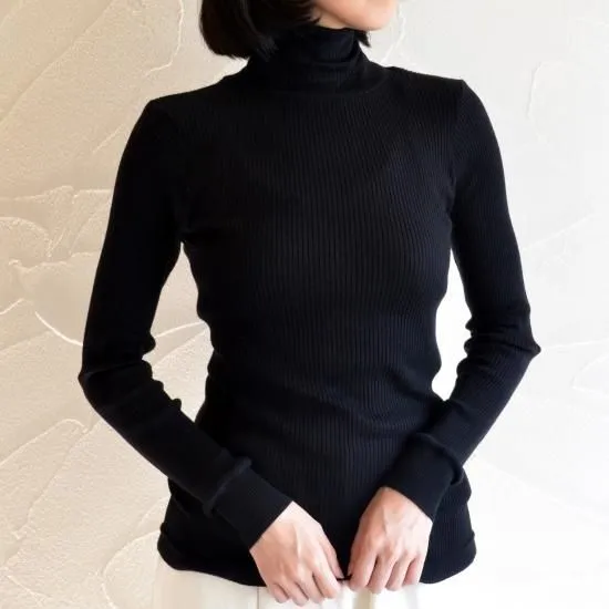 天衣無縫 コットンリブ タートルネックＮ BK