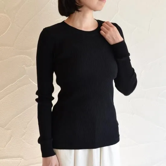 天衣無縫 コットンリブ クルーネックＮ BK