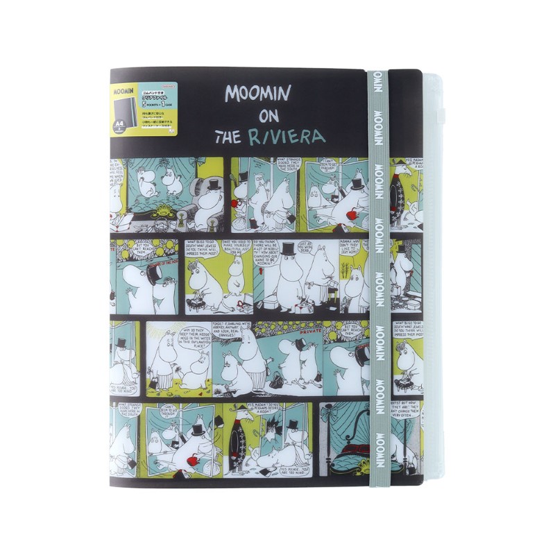 MOOMIN ゴムバンド付きクリアファイル5P+F コミック MG(ミントグリーン)