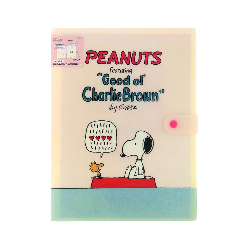 PEANUTS ボタン付きクリアファイル4P アイボリー