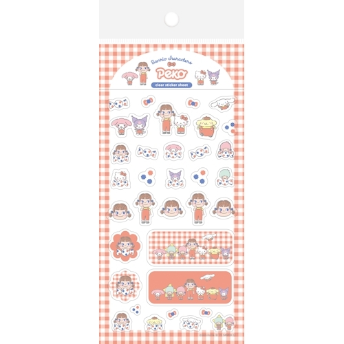 PEKO×サンリオキャラクターズ 透明シールシート/チェックA
