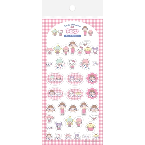 PEKO×サンリオキャラクターズ 透明シールシート/チェックB