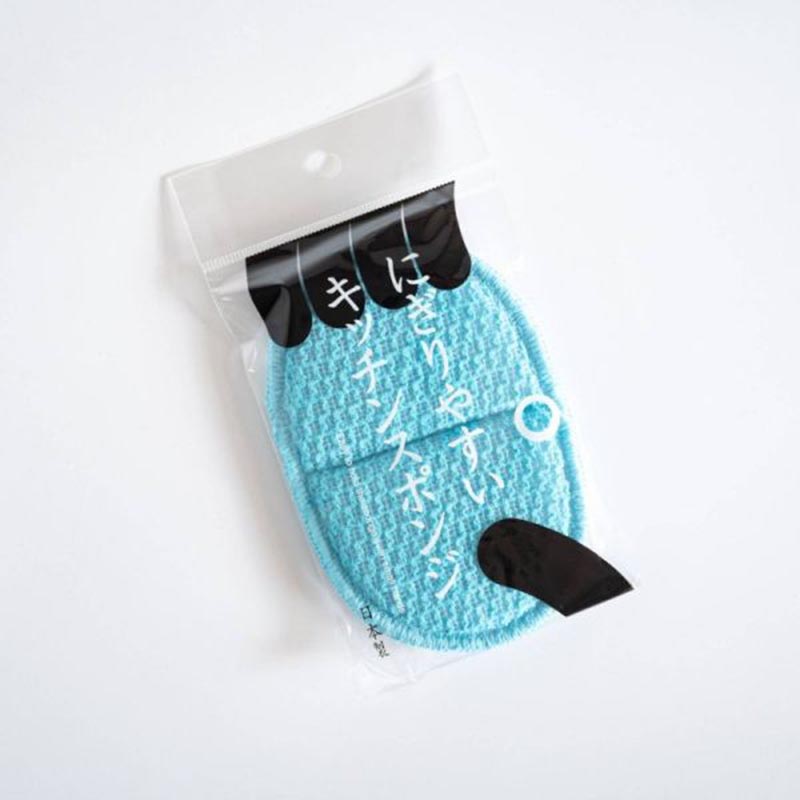 にぎりやすいキッチンスポンジ　サックス